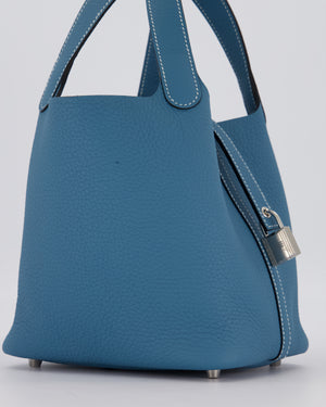 *HOT & RARE* Hermès Picotin Lock 18 Bag in Bleu Jean Taurillon Clemence Leather with Palladium Hardware