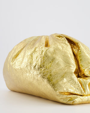 *FIRE PRICE* Bottega Veneta The Pouch Oversized Clutch Bag in Gold Crinkled Lambskin Leather