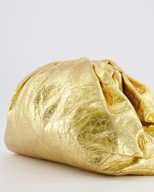 *FIRE PRICE* Bottega Veneta The Pouch Oversized Clutch Bag in Gold Crinkled Lambskin Leather