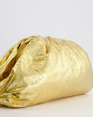 *FIRE PRICE* Bottega Veneta The Pouch Oversized Clutch Bag in Gold Crinkled Lambskin Leather