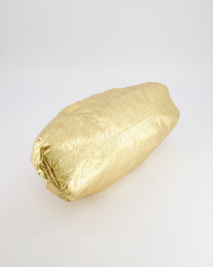 *FIRE PRICE* Bottega Veneta The Pouch Oversized Clutch Bag in Gold Crinkled Lambskin Leather