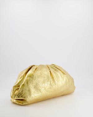 *FIRE PRICE* Bottega Veneta The Pouch Oversized Clutch Bag in Gold Crinkled Lambskin Leather
