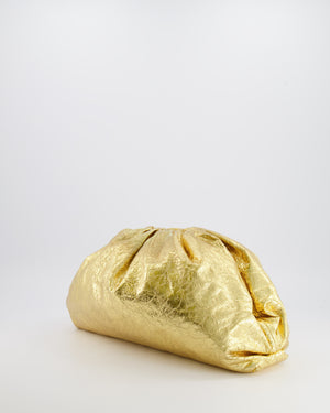 *FIRE PRICE* Bottega Veneta The Pouch Oversized Clutch Bag in Gold Crinkled Lambskin Leather