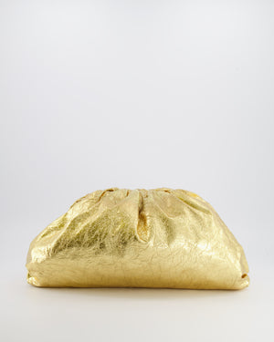 *FIRE PRICE* Bottega Veneta The Pouch Oversized Clutch Bag in Gold Crinkled Lambskin Leather