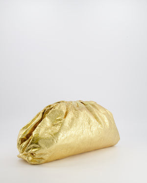 *FIRE PRICE* Bottega Veneta The Pouch Oversized Clutch Bag in Gold Crinkled Lambskin Leather