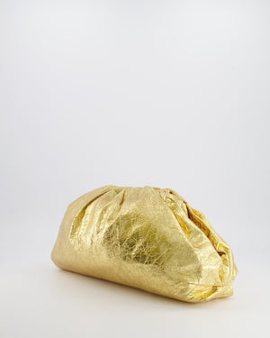 *FIRE PRICE* Bottega Veneta The Pouch Oversized Clutch Bag in Gold Crinkled Lambskin Leather