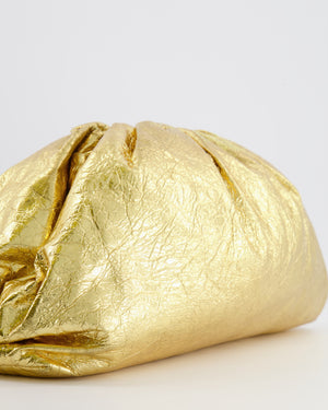 *FIRE PRICE* Bottega Veneta The Pouch Oversized Clutch Bag in Gold Crinkled Lambskin Leather