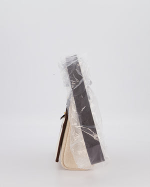 *HOT & RARE* Hermès Mini Herbag Zip 20 Bag in Ebene Vache Hunter Leather & Ecru/Beige Viking Canvas with Gold Hardware