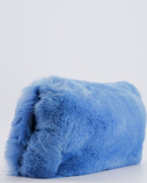 Miu Miu Blue Rabbit Fur Bag with Crystal Chain Strap and Silver Hardware
