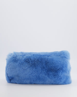 Miu Miu Blue Rabbit Fur Bag with Crystal Chain Strap and Silver Hardware