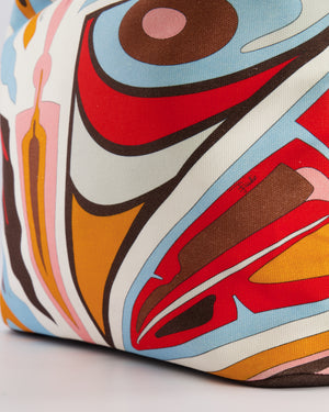 Emilio Pucci Multicolour Abstract Printed Canvas Tote Bag with Pouch and Rope Details