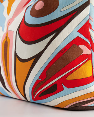 Emilio Pucci Multicolour Abstract Printed Canvas Tote Bag with Pouch and Rope Details