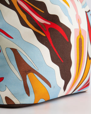 Emilio Pucci Multicolour Abstract Printed Canvas Tote Bag with Pouch and Rope Details
