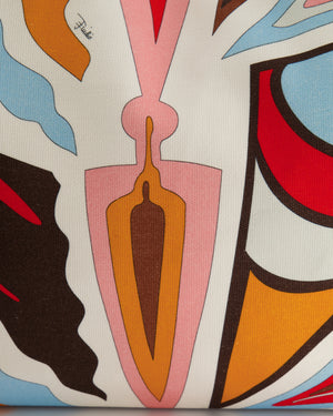 Emilio Pucci Multicolour Abstract Printed Canvas Tote Bag with Pouch and Rope Details