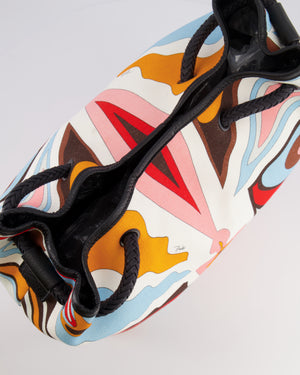 Emilio Pucci Multicolour Abstract Printed Canvas Tote Bag with Pouch and Rope Details