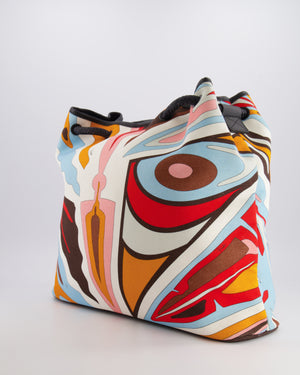 Emilio Pucci Multicolour Abstract Printed Canvas Tote Bag with Pouch and Rope Details