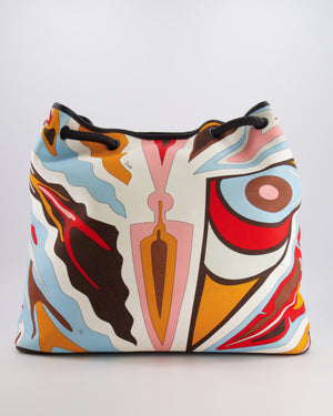 Emilio Pucci Multicolour Abstract Printed Canvas Tote Bag with Pouch and Rope Details