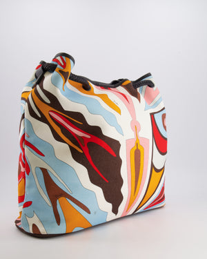 Emilio Pucci Multicolour Abstract Printed Canvas Tote Bag with Pouch and Rope Details