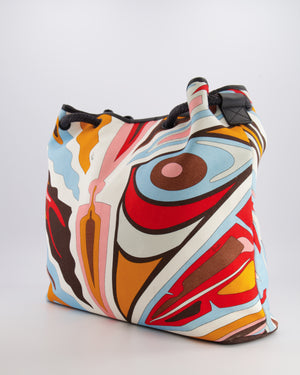 Emilio Pucci Multicolour Abstract Printed Canvas Tote Bag with Pouch and Rope Details