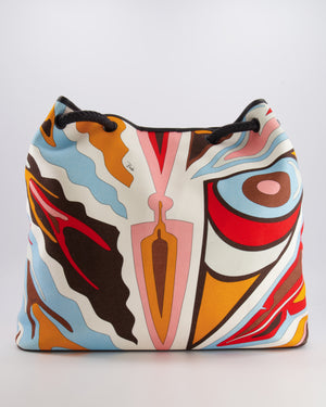 Emilio Pucci Multicolour Abstract Printed Canvas Tote Bag with Pouch and Rope Details