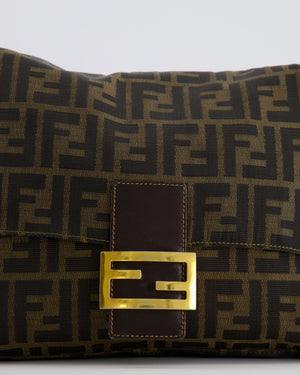 Fendi Vintage Zucca Mamma Baguette Bag in Brown Monogram Canvas and Leather with Gold Hardware