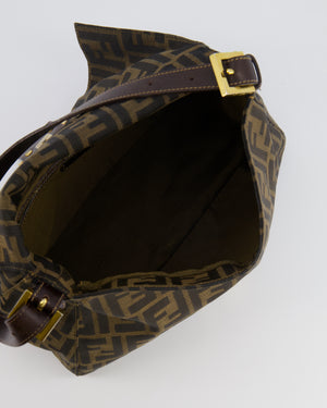 Fendi Vintage Zucca Mamma Baguette Bag in Brown Monogram Canvas and Leather with Gold Hardware