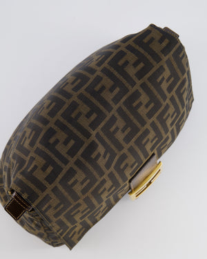 Fendi Vintage Zucca Mamma Baguette Bag in Brown Monogram Canvas and Leather with Gold Hardware