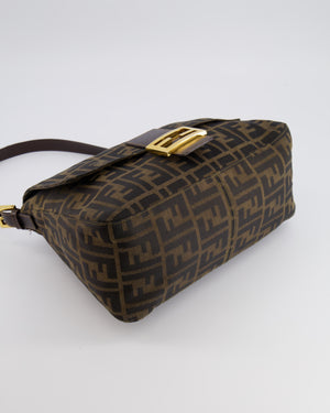 Fendi Vintage Zucca Mamma Baguette Bag in Brown Monogram Canvas and Leather with Gold Hardware