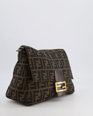 Fendi Vintage Zucca Mamma Baguette Bag in Brown Monogram Canvas and Leather with Gold Hardware