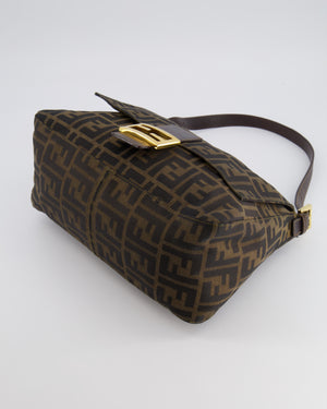 Fendi Vintage Zucca Mamma Baguette Bag in Brown Monogram Canvas and Leather with Gold Hardware