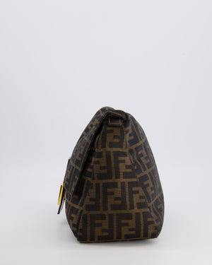 Fendi Vintage Zucca Mamma Baguette Bag in Brown Monogram Canvas and Leather with Gold Hardware
