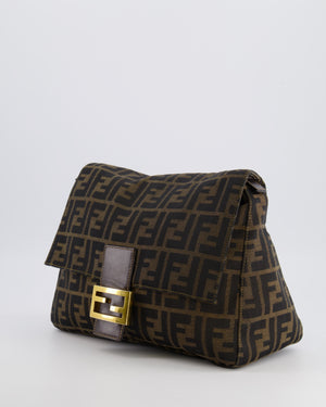 Fendi Vintage Zucca Mamma Baguette Bag in Brown Monogram Canvas and Leather with Gold Hardware