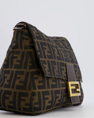 Fendi Vintage Zucca Mamma Baguette Bag in Brown Monogram Canvas and Leather with Gold Hardware