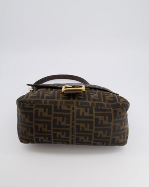 Fendi Vintage Zucca Mamma Baguette Bag in Brown Monogram Canvas and Leather with Gold Hardware
