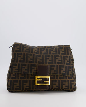 Fendi Vintage Zucca Mamma Baguette Bag in Brown Monogram Canvas and Leather with Gold Hardware
