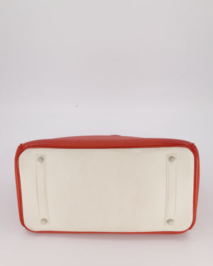 Hermès Birkin 35 Bag in Sanguine and Blanc Clemence Leather with Palladium Hardware