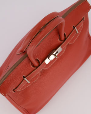 Hermès Birkin 35 Bag in Sanguine and Blanc Clemence Leather with Palladium Hardware