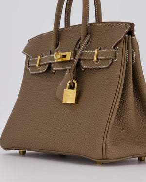 Hermès Birkin 25 Retourne Bag in Etoupe Togo Leather with Gold Hardware