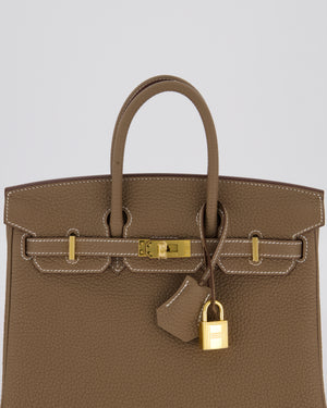 Hermès Birkin 25 Retourne Bag in Etoupe Togo Leather with Gold Hardware