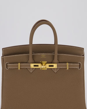 Hermès Birkin 25 Retourne Bag in Etoupe Togo Leather with Gold Hardware