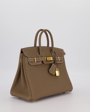 Hermès Birkin 25 Retourne Bag in Etoupe Togo Leather with Gold Hardware