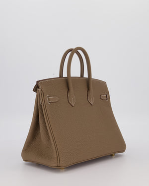 Hermès Birkin 25 Retourne Bag in Etoupe Togo Leather with Gold Hardware