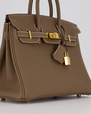 Hermès Birkin 25 Retourne Bag in Etoupe Togo Leather with Gold Hardware