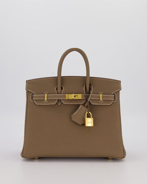 Hermès Birkin 25 Retourne Bag in Etoupe Togo Leather with Gold Hardware