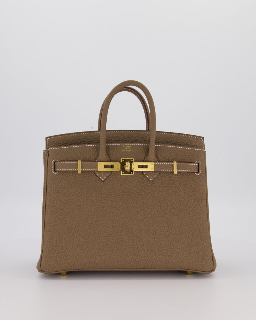 Hermès Birkin 25 Retourne Bag in Etoupe Togo Leather with Gold Hardware