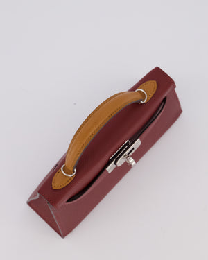 *SUPER RARE* Hermès Mini Kelly II Tricolour 20 Bag In Rouge H, Gold, and Bai Brun Epsom Leather with Palladium Hardware
