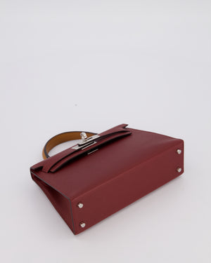 *SUPER RARE* Hermès Mini Kelly II Tricolour 20 Bag In Rouge H, Gold, and Bai Brun Epsom Leather with Palladium Hardware