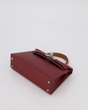 *SUPER RARE* Hermès Mini Kelly II Tricolour 20 Bag In Rouge H, Gold, and Bai Brun Epsom Leather with Palladium Hardware