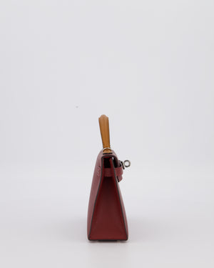 *SUPER RARE* Hermès Mini Kelly II Tricolour 20 Bag In Rouge H, Gold, and Bai Brun Epsom Leather with Palladium Hardware