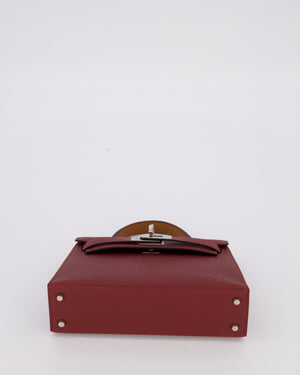 *SUPER RARE* Hermès Mini Kelly II Tricolour 20 Bag In Rouge H, Gold, and Bai Brun Epsom Leather with Palladium Hardware